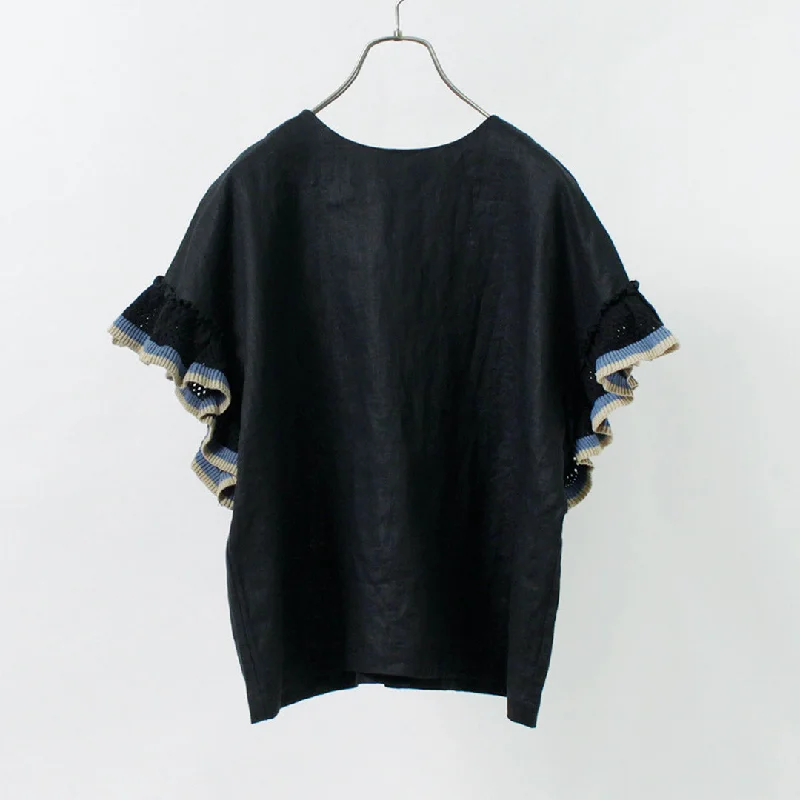 MAO MADE（マオメイド） フリルスリーブ リネン 布帛 Tee Fashionable Trendy Casual