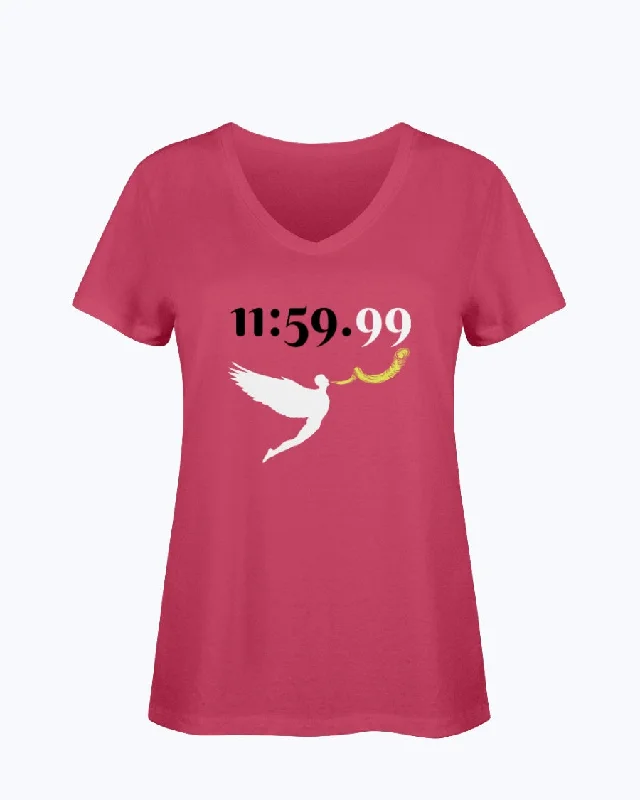 T-Shirt Women's HD V Neck 11:59 Terry Blend Velvet Blend Canvas Blend