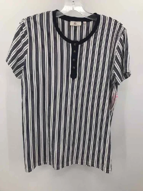 Pre-Owned AG Ivory Size Small Stripe T-shirt Spandex Blend Rayon Blend Denim Blend