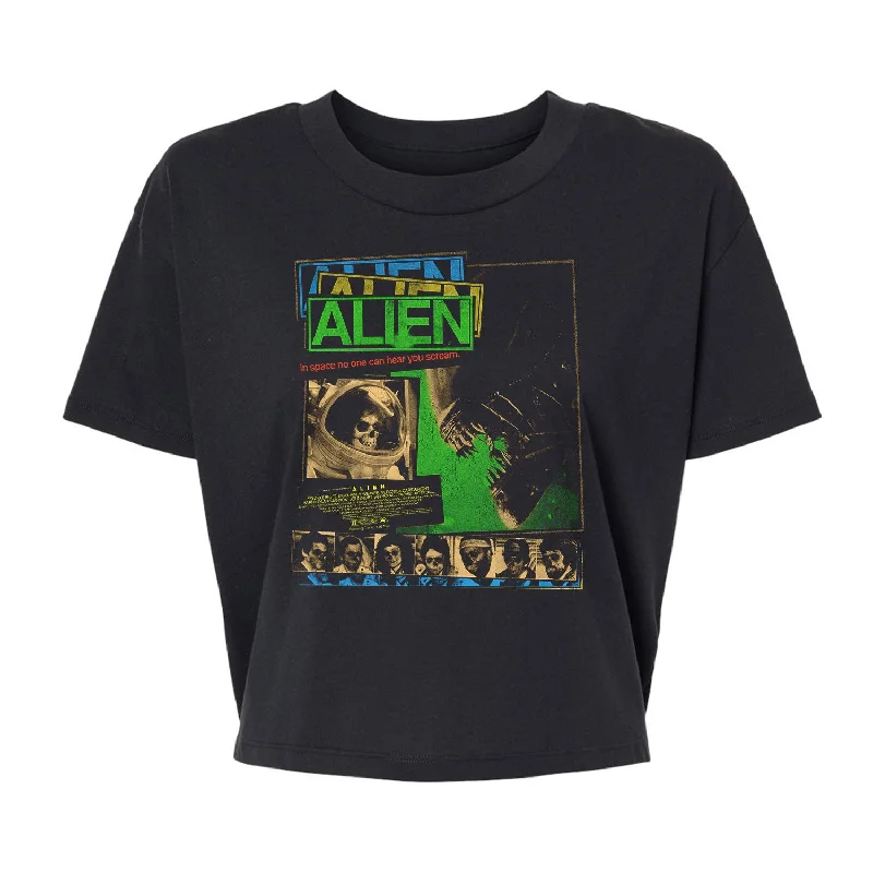 Alien Poster V2 - Alternative Women's Crop Tee Rayon Fabric Velvet Fabric Corduroy Fabric