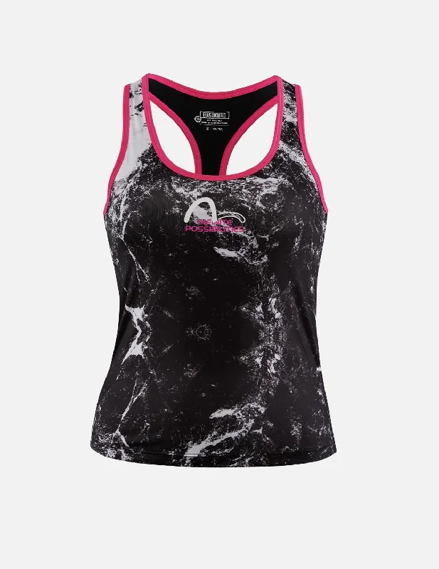Allover Print Y-Back Stretch Tank lemon yellow tank