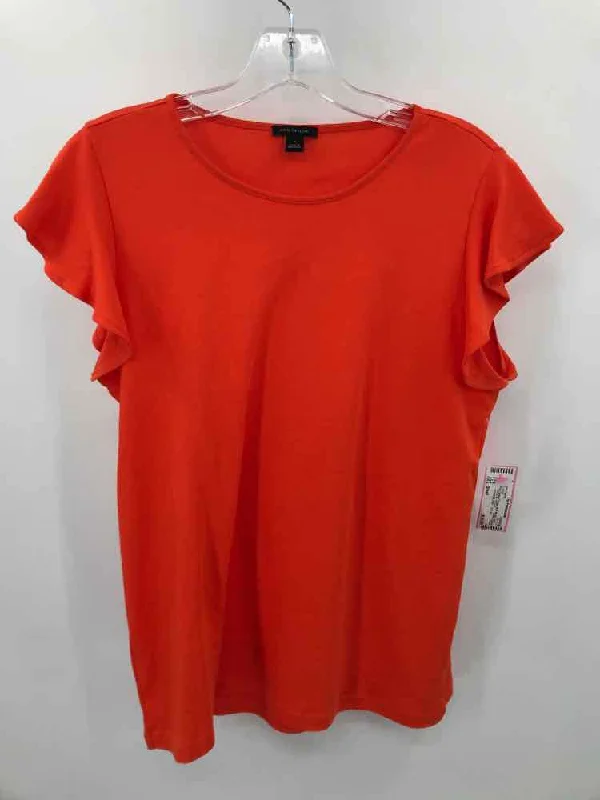 Pre-Owned Ann Taylor Orange Size Small T-shirt Striped Floral Plaid