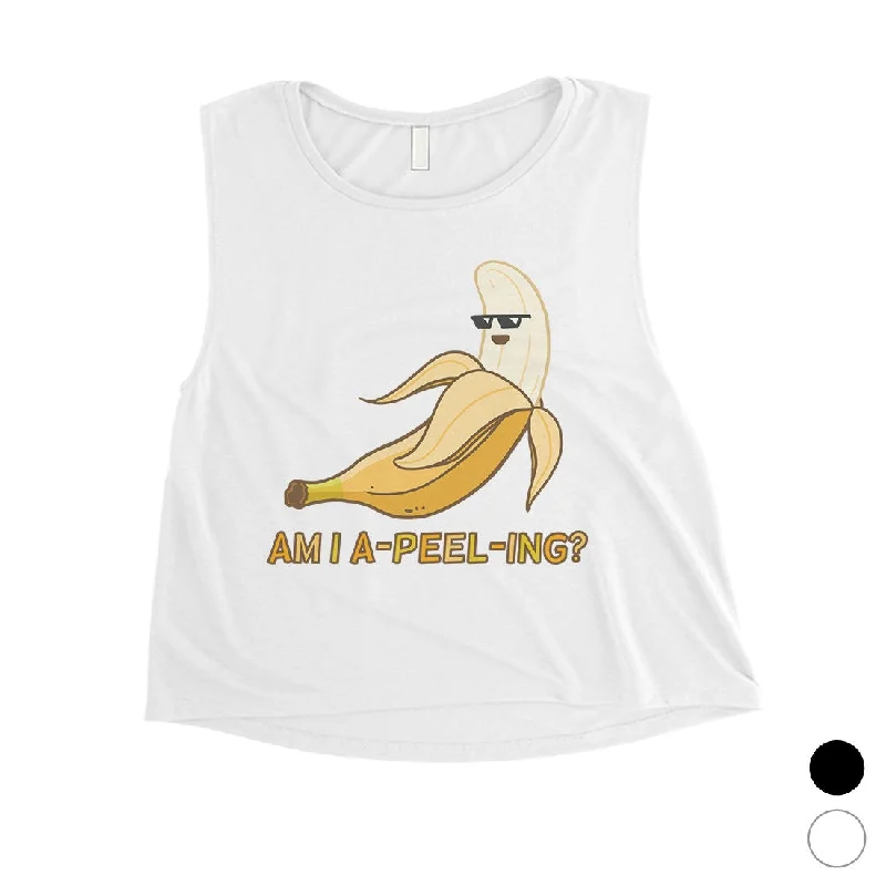 Apeeling Banana Womens Valentine's Day Workout Crop Tank Top Gift spandex blend tank