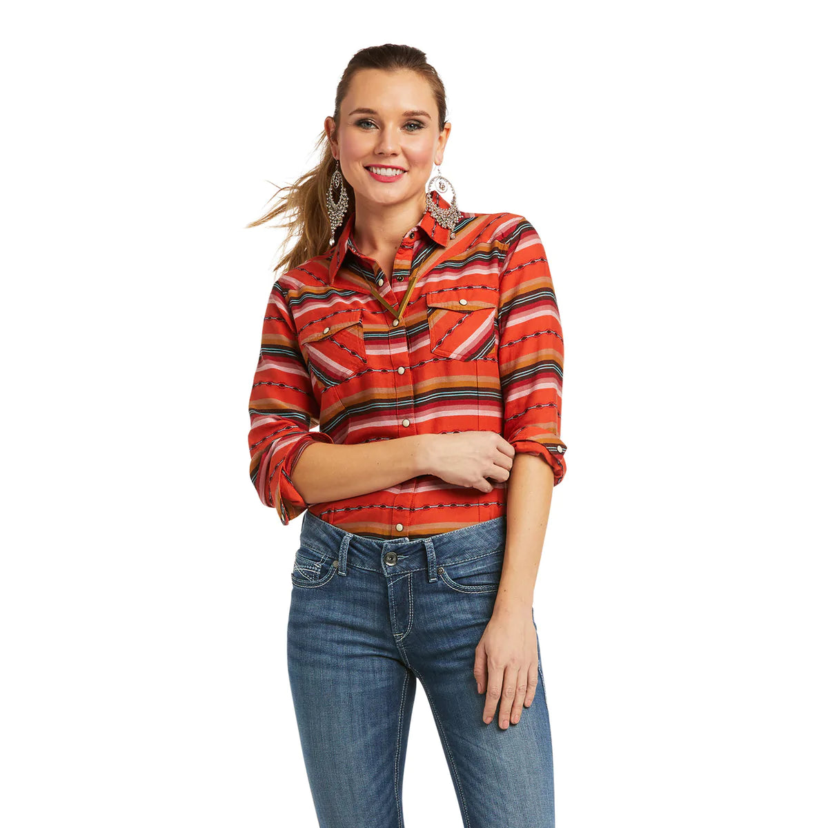 Ariat Womens R.E.A.L Oasis Serape Shirt Chenille Fabric Brocade Fabric Lace Fabric