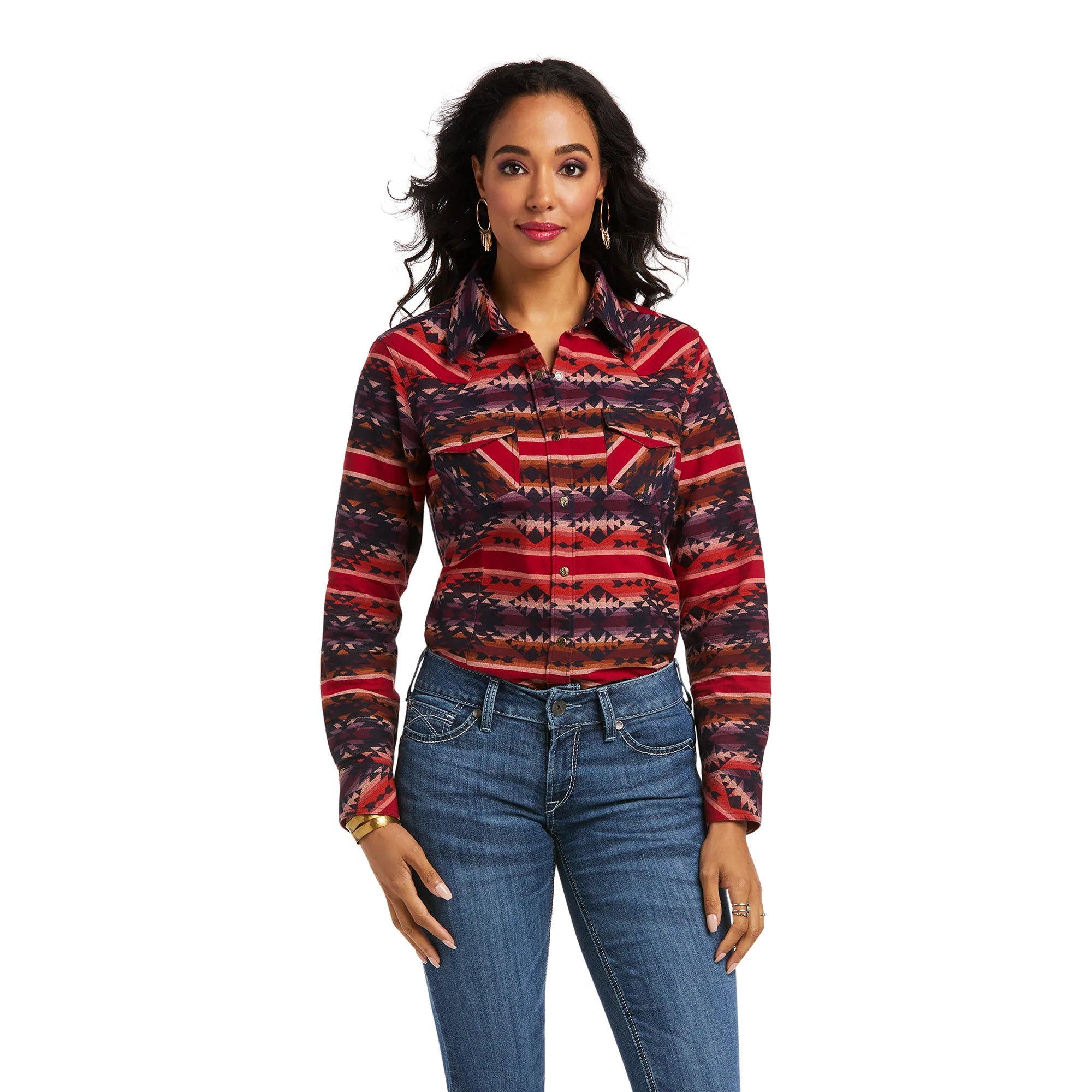 Ariat Womens R.E.A.L Sedona Serape Shirt Iron Safe Non-Iron Wrinkle Free