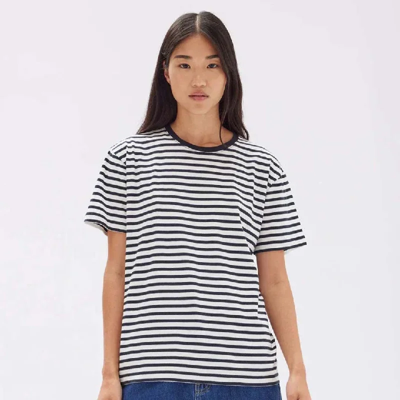 HARBOUR STRIPE TEE | TRUE NAVY WHITE Chenille Fabric Brocade Fabric Lace Fabric