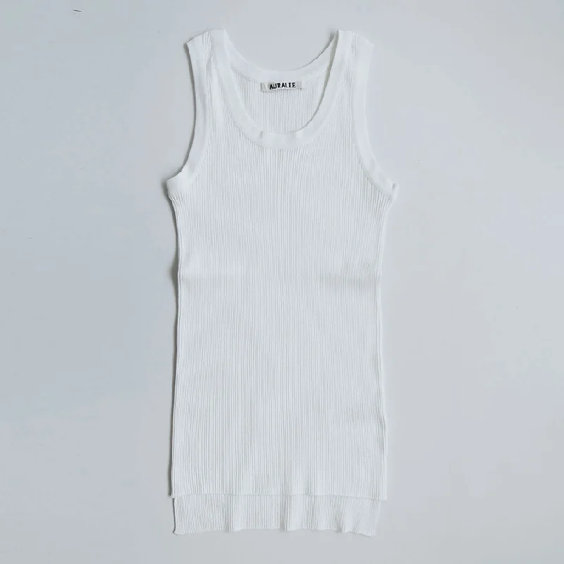 【AURALEE/オーラリー】<br>GIZA HIGH GAUGE RIB KNIT TANK <br>A00T03HR bronze tank top