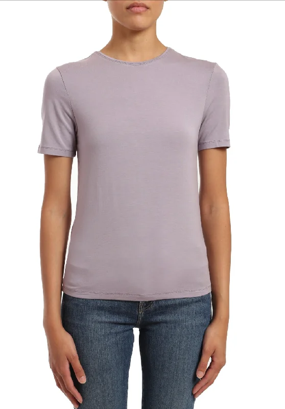 Basic Modal Crew Neck Tee Satin Blend Silk Blend Wool Blend
