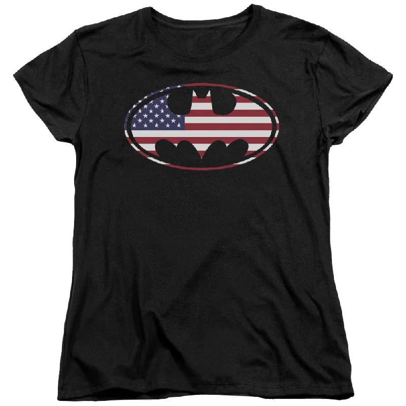 Batman American Flag Oval - Women's T-Shirt Polka Dot Checkered Tartan