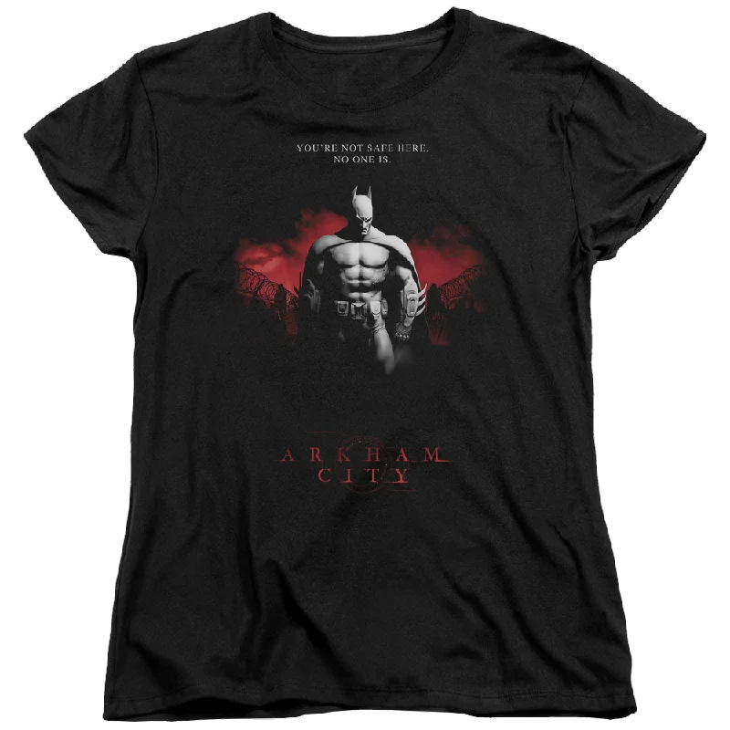 Batman - Arkham Standing Strong - Women's T-Shirt Collared T-Shirt Boat Neck A-Line