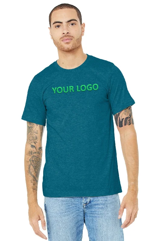 Bella Canvas Unisex Jersey T-Shirt, Heathr Deep Teal Seamless Knitted Crochet