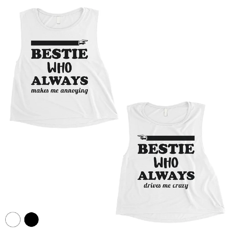 Bestie Always Womens Cute Crop Tank Tops Funny BFF Matching Tops grey tank top