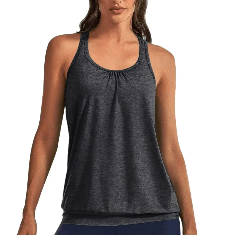 Beyove Cotton Workout Tank Tops for Women Racerback Athletic Yoga Tops Running Exercise Gym Shirts Dark Grey workout tank top