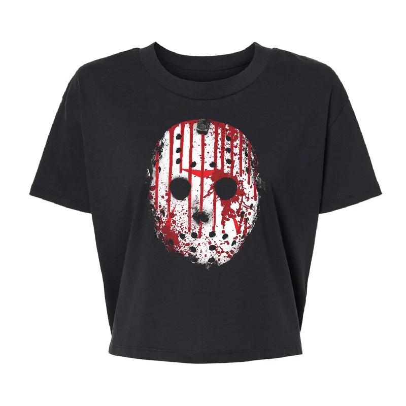 Blood Mask - Alternative Women's Crop Tee Hooded Caped Shawl Collar
