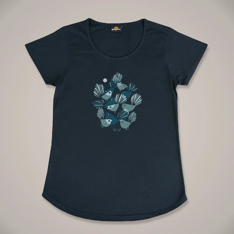 Blue Fantail II Womens T-Shirt Elegant Classic Vintage