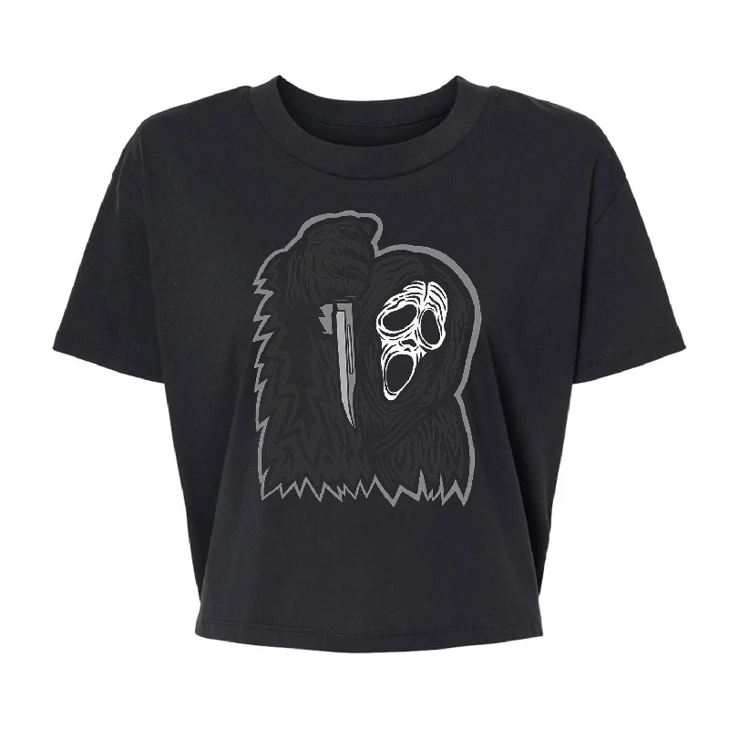 Boo - Alternative Women's Crop Tee Chenille Blend Fleece Blend Nylon Blend