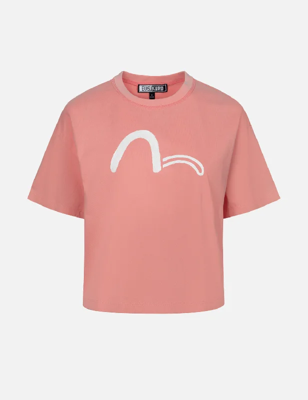 Brush Art Kamon Logo Printed Cropped T-shirt Boxy Fit Fitted Loose