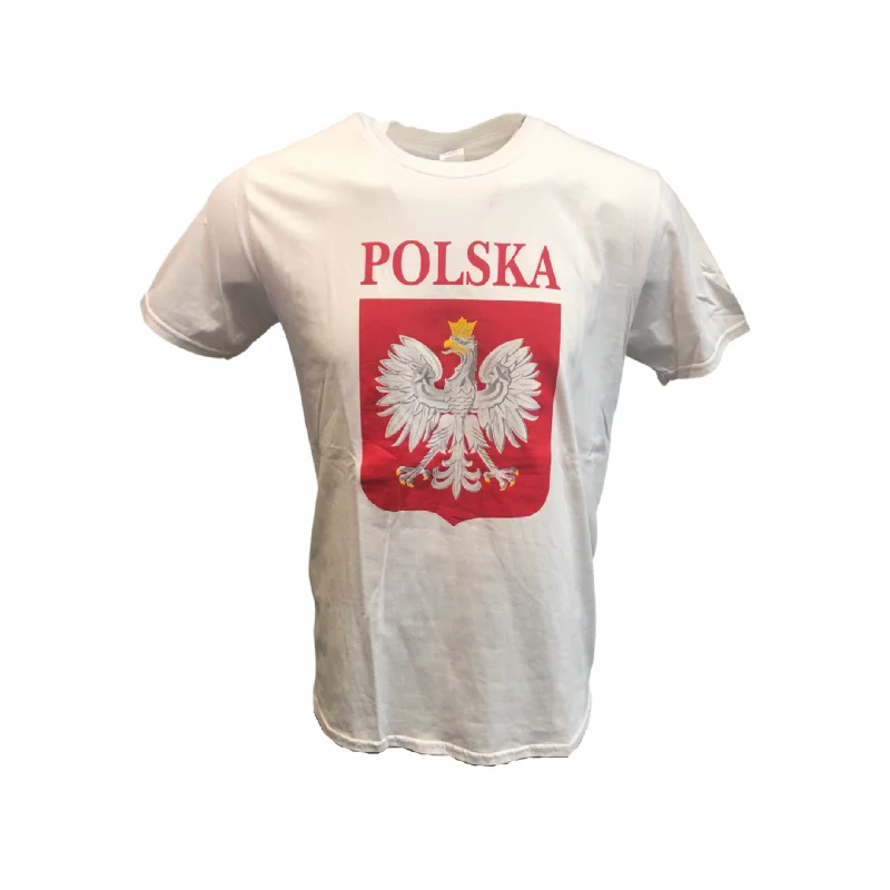 Bulk of T-Shirt Polska Eagle Emblem White 12 Pack Embroidered Appliqued Beaded