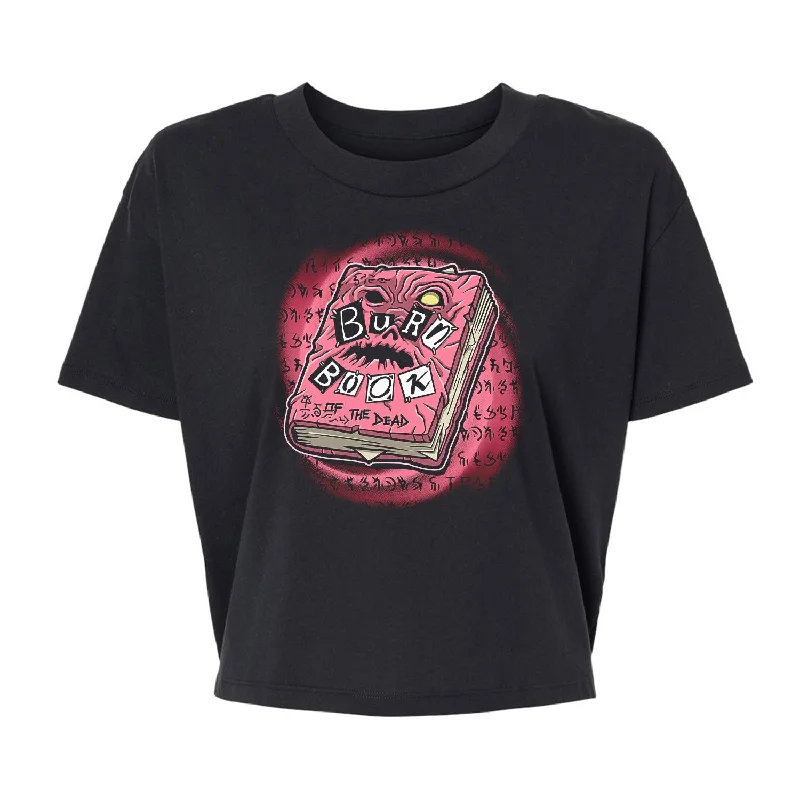 Burn Book of the Dead - Alternative Women's Crop Tee Thin T-Shirt Open Front Quick Dry