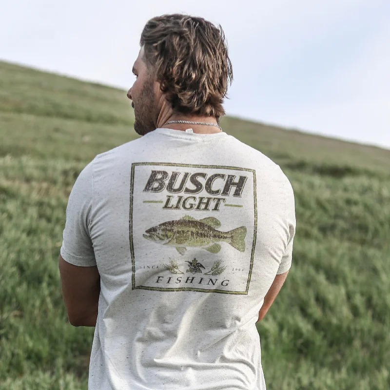 Busch Light Fishing Largemouth Bass T-Shirt Front Pockets Side Pockets Patch Pockets