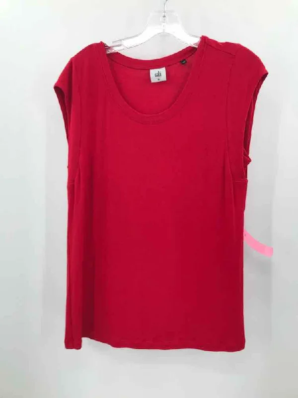 Pre-Owned Cabi Red Size Medium T-shirt Solid Print Embellished