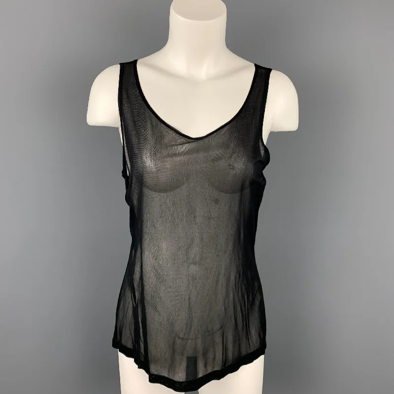 CALVIN KLEIN COLLECTION Size M Black Mesh Viscose Tank Top vintage tank top