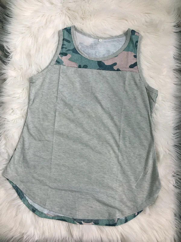 Camo Color Block Tank soft tank top