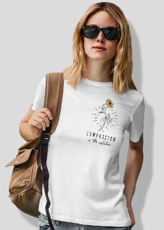 Compassion Women half sleeve T-shirt Terry Blend Velvet Blend Canvas Blend
