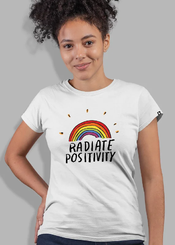 Radiate Positivity Women half sleeve T-shirt Zippered Front Buttoned Front Snap Front