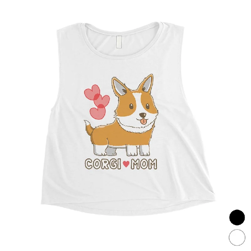 Corgi Mom Womens Crop Tank Top Cute Anniversary Gift For Corgi Moms strappy tank top