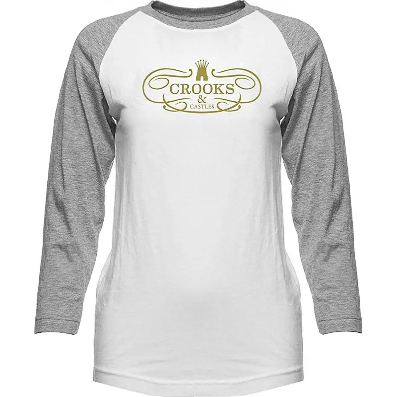 Crooks & Castles Superlative Baseball Knit Women's 3/4-Sleeve Shirts (Brand New) Front Pockets Side Pockets Patch Pockets