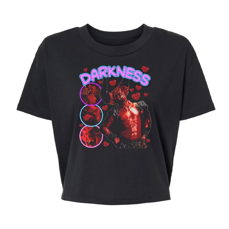 Darkness - Alternative Women's Crop Tee Thin T-Shirt Open Front Quick Dry