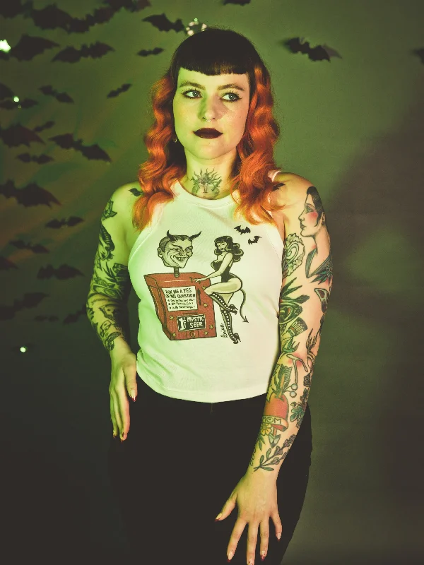 Devil's Fortune Rib Racer Tank in Natural halter tank top