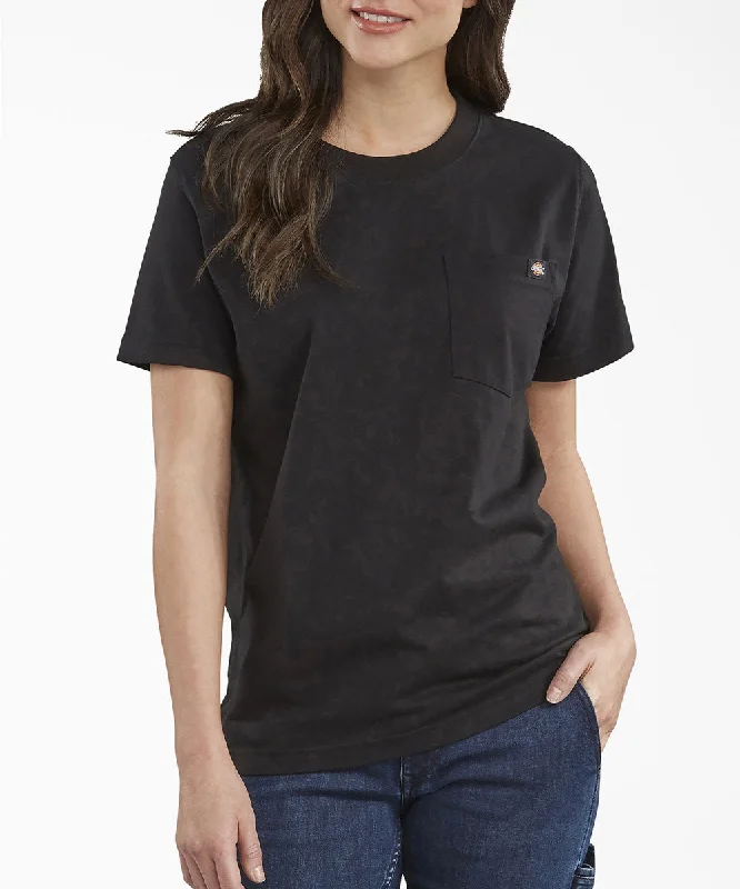 Dickies Women's Short Sleeve Heavyweight Pocket T-Shirt - Black Elasticated Padded Insulated