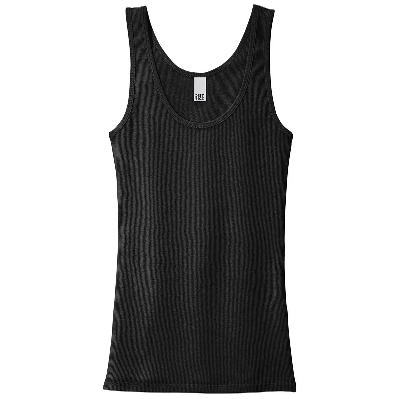 District Women's Black V.I.T. Rib Tank high neck tank