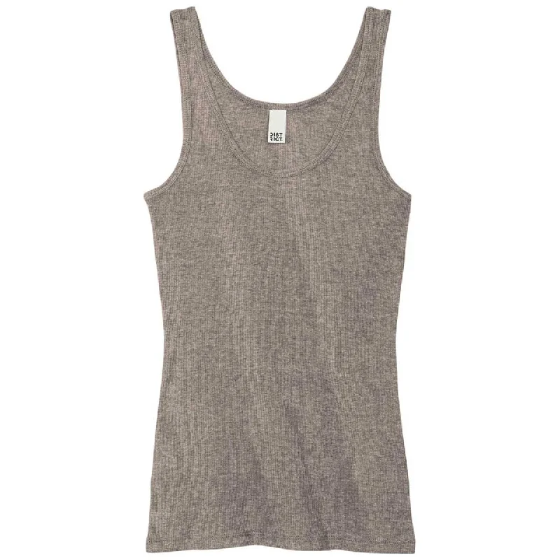 District Women's Grey Frost V.I.T. Rib Tank cold shoulder tank