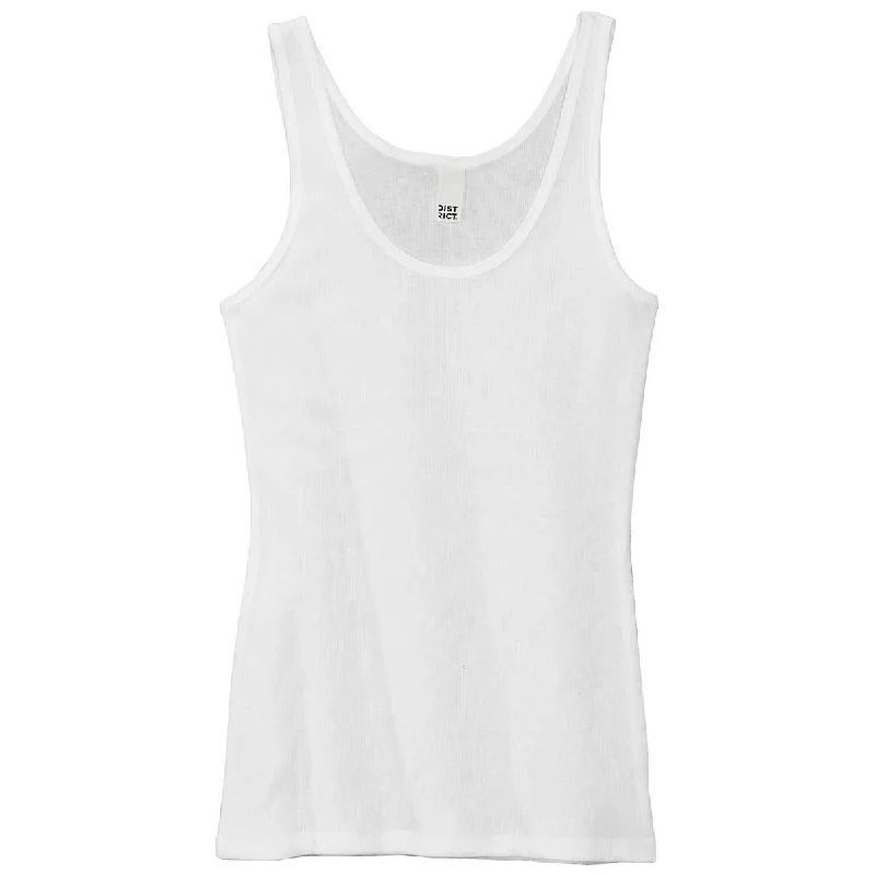 District Women's White V.I.T. Rib Tank slim fit tank