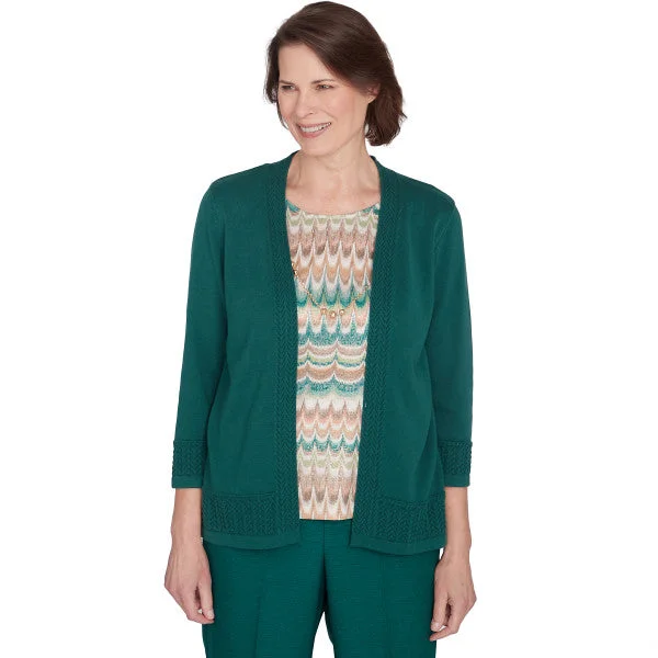 Emerald Isle Biadere Texture Inner Two For One Shirt Petite Collared T-Shirt Boat Neck A-Line