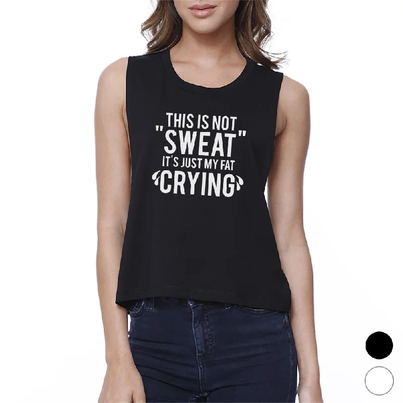 Fat Crying Womens Funny Workout Crop Top Fitness Tee Shirt Gifts Mesh Fabric Canvas Fabric Denim Fabric