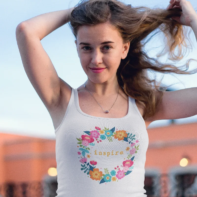 inspire Floral Wreath Women's Racerback Tank ribbed tank top