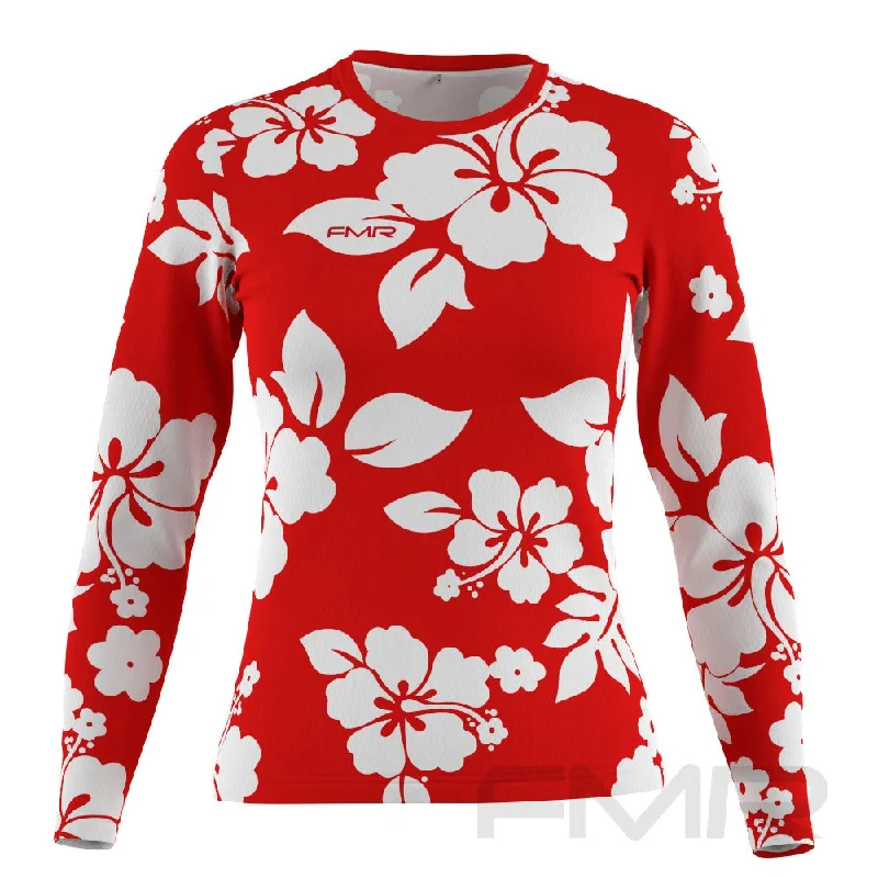 FMR Hawaiian Women's Performance Long Sleeve T-Shirt Notch Collar Peter Pan Collar Cowl Neck