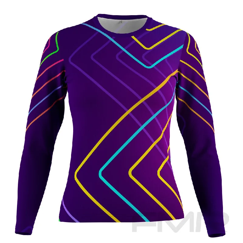 FMR Women's Neon Technical Long Sleeve Running Shirt Mesh Fabric Canvas Fabric Denim Fabric