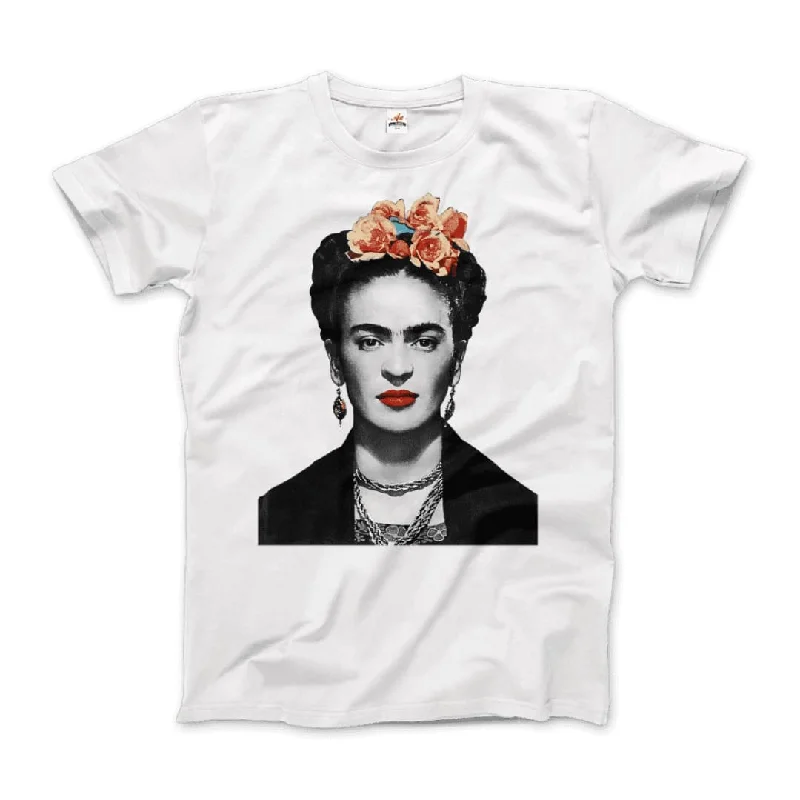 Frida Kahlo With Flowers Poster Artwork T-Shirt Cotton Fabric Linen Fabric Terry Fabric