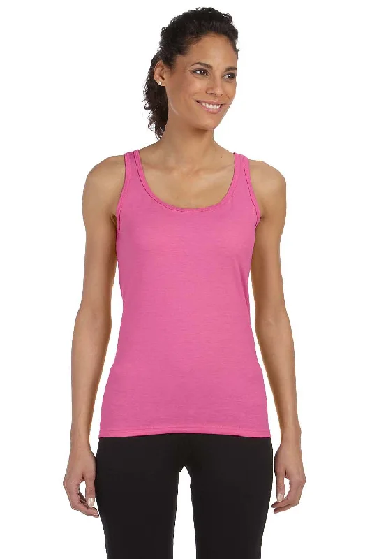 Gildan Womens Softstyle Tank Top - Azalea Pink - Closeout crossback tank top