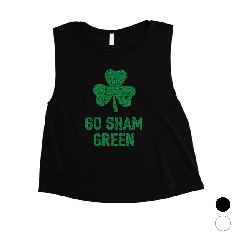 Go Sham Green Womens Crop Tank Top Cute St Paddy's Day Shirt Ideas sleep tank top
