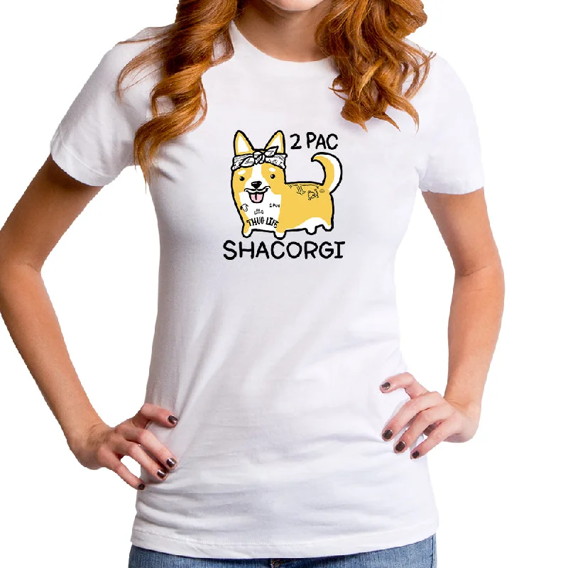 2Pac Shacorgi Women's T-Shirt Notch Collar Peter Pan Collar Cowl Neck