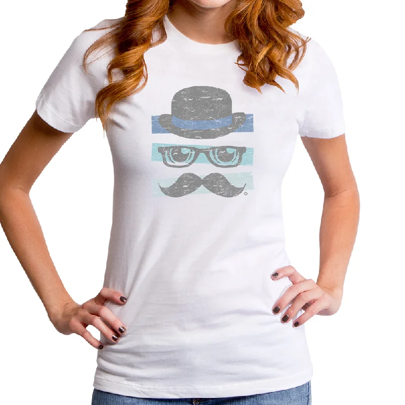 Gentleman Mustache Women's T-Shirt Ribbed T-Shirt High Neck Heavyweight