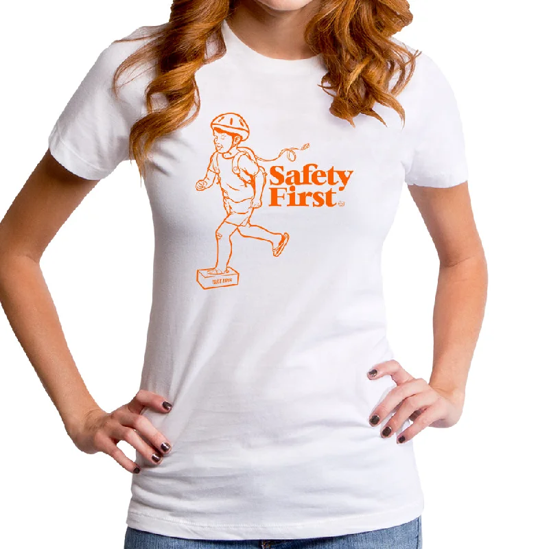 Safety First Women's T-Shirt Houndstooth Herringbone Solid