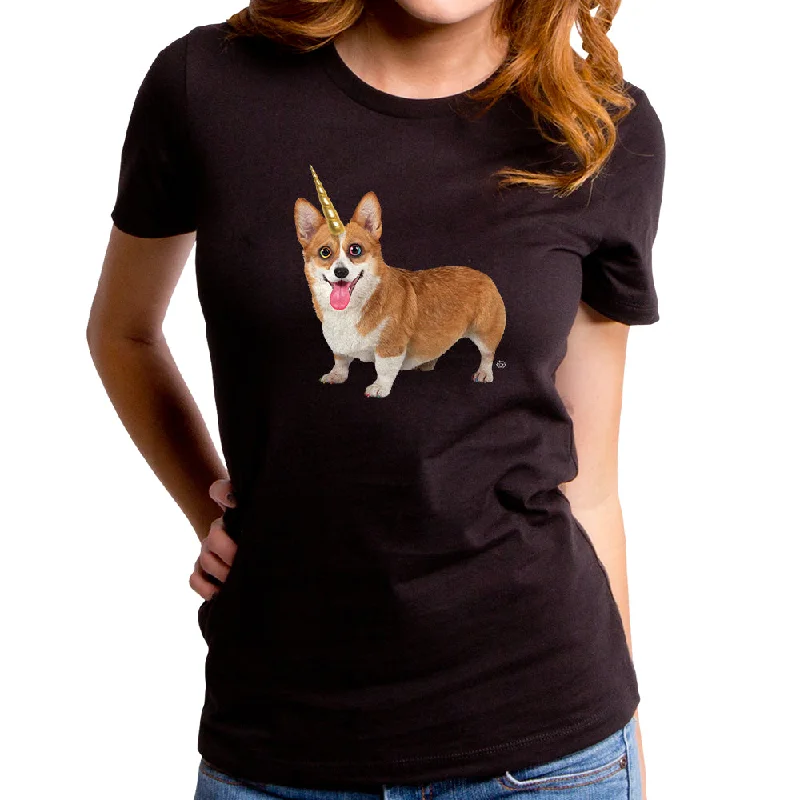 Unicorgi Women's T-Shirt Lace Blend Ribbed Blend Corduroy Blend