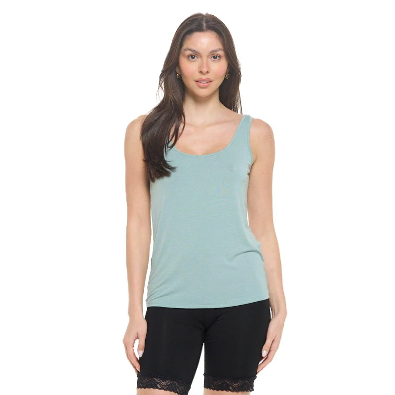 Lux Cotton Modal Tank Top | Green Dusty yoga tank top